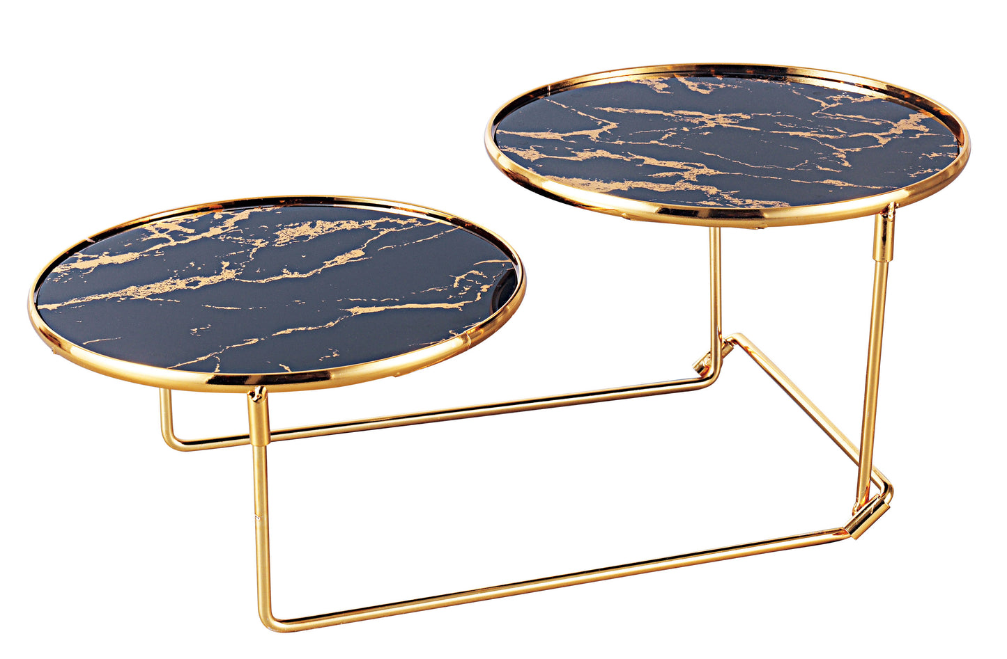 2-Tier Decorative Serving & Display Stand – Gold Frame with Designer Top
