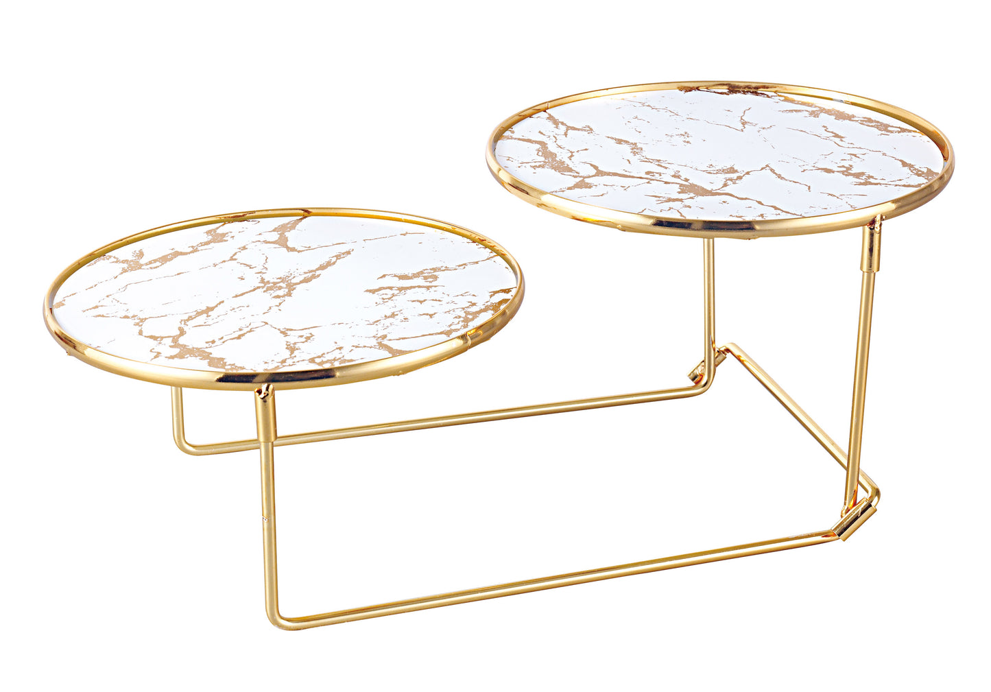2-Tier Decorative Serving & Display Stand – Gold Frame with Designer Top