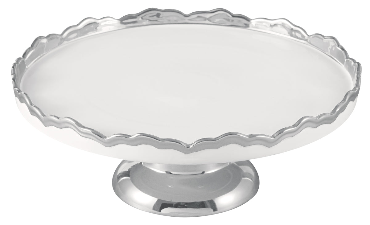 Royal Luxe Scalloped Edge Cake Stand – Gold / Silver Finish