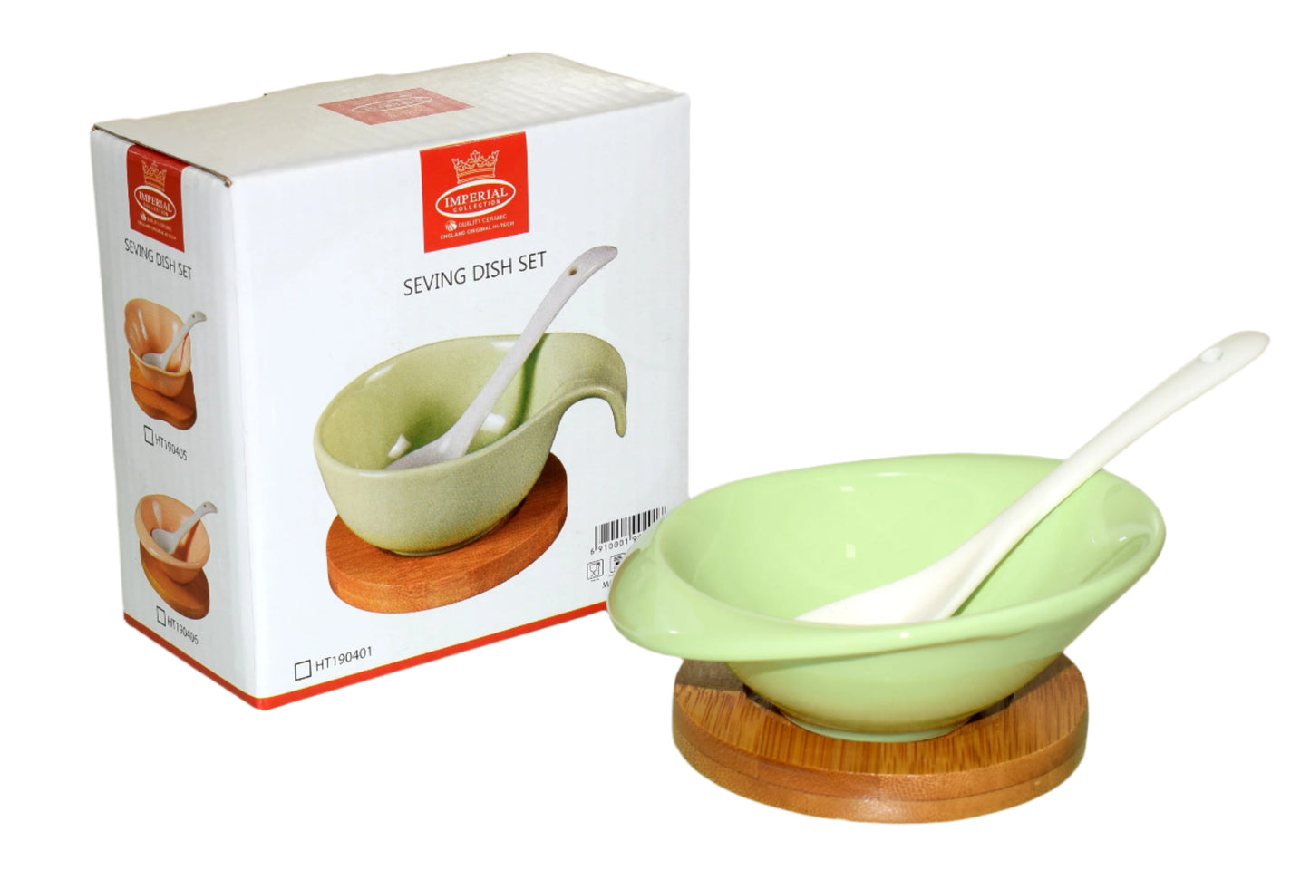 Royal Dine Ceramic Mini Serving Bowl Set with Spoon & Bamboo Base – 3-Inch | Assorted Colors