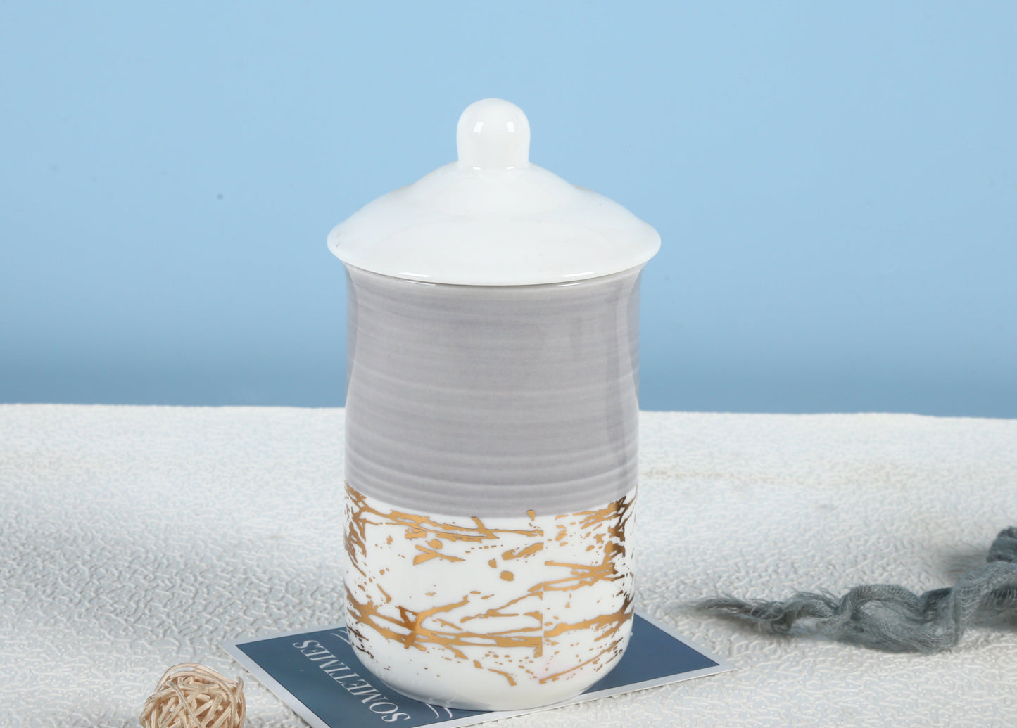 Royal Ceramic Airtight Jar For Storage.(Material Ceramic).Marble Textured Super Airtight Jar For Storage. Exquisite Cookie Jar.
