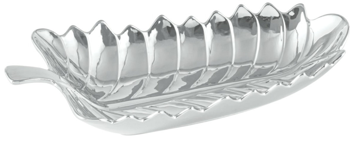 Luxury Leaf-Shaped Decorative Serving Tray – Gold & Silver Finish