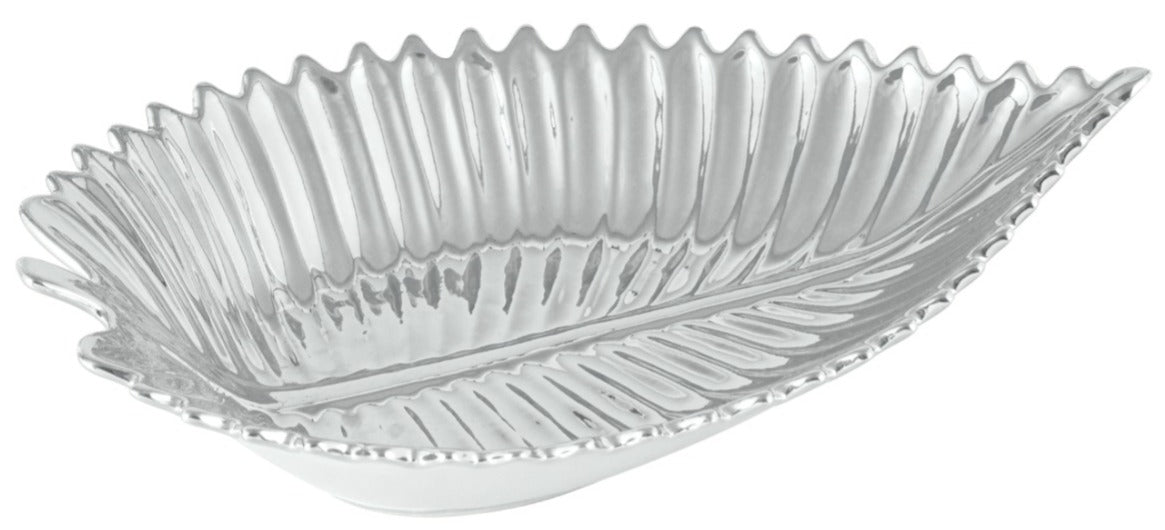 Luxury Leaf-Design Decorative Serving Tray – Gold & Silver Finish