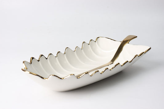 Leaf-Inspired Luxury Ceramic Serving Tray