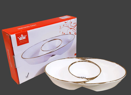 Elegant Divided Ceramic Serving Dish with Gold Trim – Imperial Collection