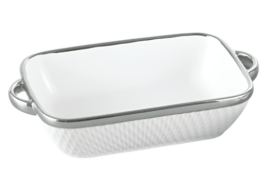 11.7" Rectangular Serving Dish with Golden Rim