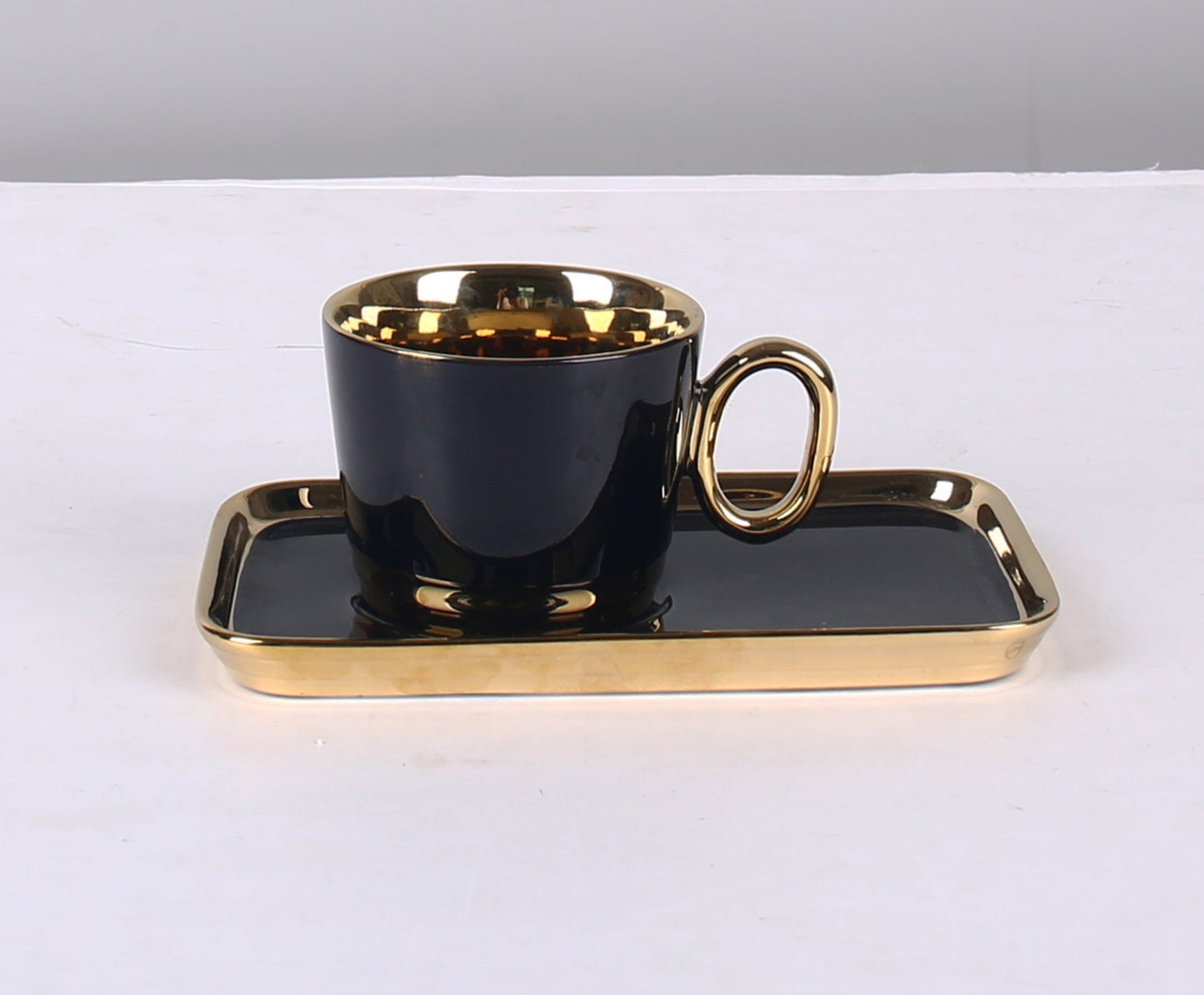 Premium Quality Pink Ceramic Cups & Saucers Set (Set of 6 Pcs) Electro Gold Plated Cups & Saucers Set - Super Quality Tea Set.