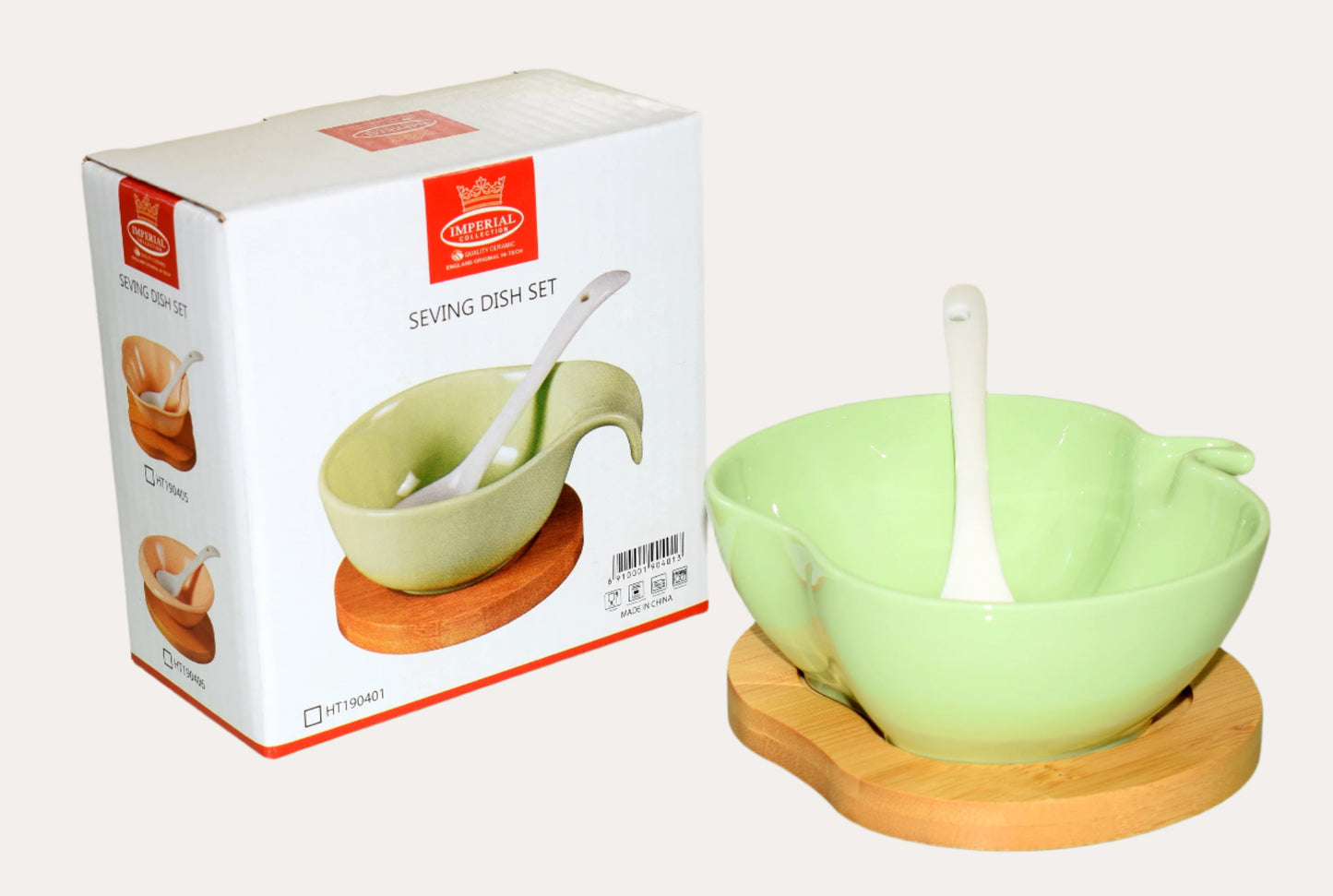 Royal Dine Ceramic Mini Serving Bowl Set with Spoon & Bamboo Base – 3-Inch | Assorted Colors