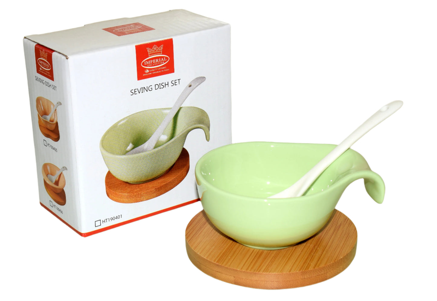 Royal Dine Ceramic Mini Serving Bowl Set with Spoon & Bamboo Base – 3-Inch | Assorted Colors