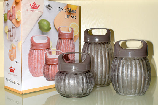 Royal Dine Éclat: 3-Piece Artisan Glass Jar Set
