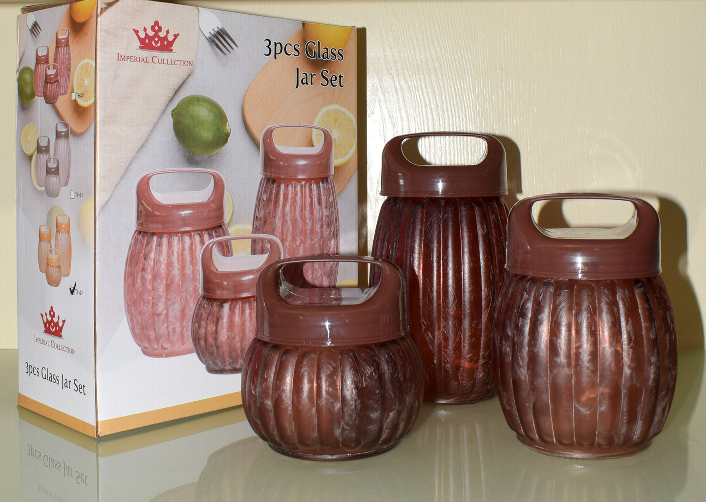 Royal Dine Éclat: 3-Piece Artisan Glass Jar Set