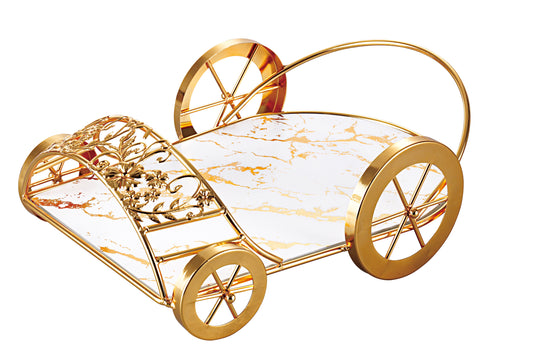 Royal Car Style Vanity Tray – Luxurious Golden Frame with Tempered Glass Base (Multicolor Variants)