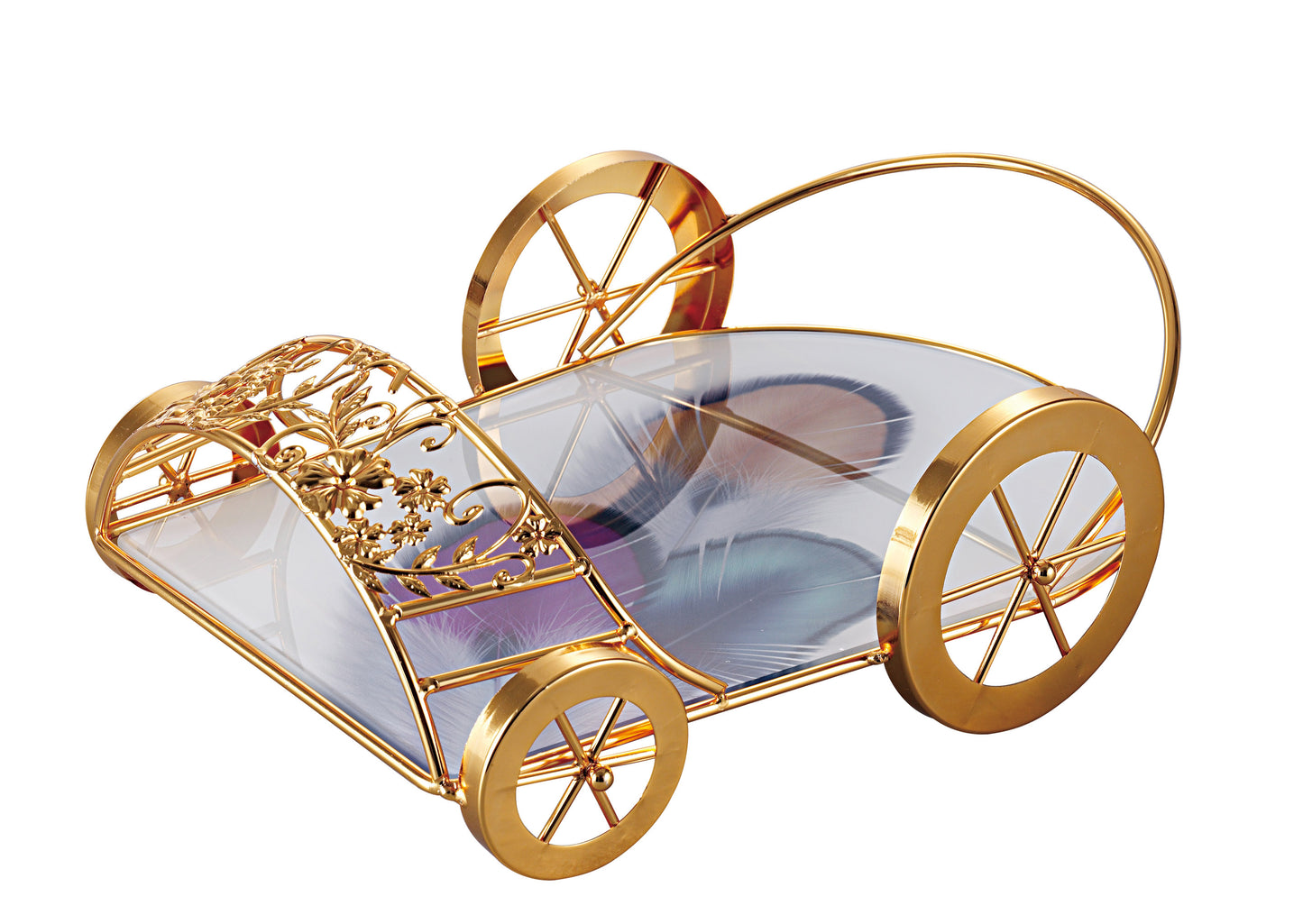 Royal Car Style Vanity Tray – Luxurious Golden Frame with Tempered Glass Base (Multicolor Variants)