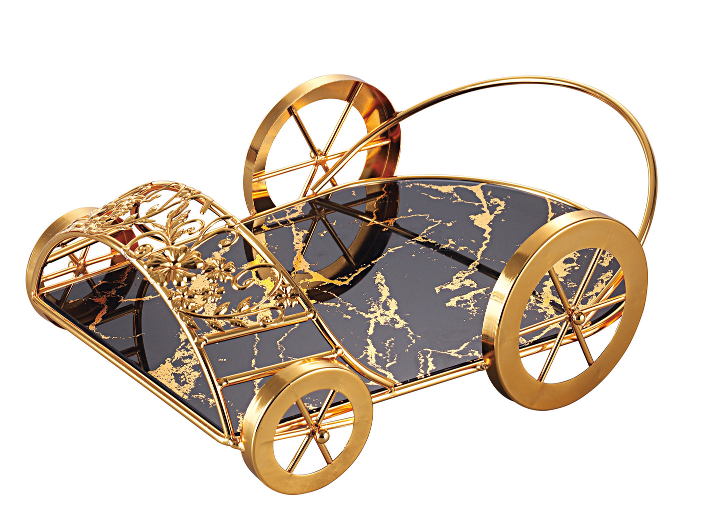 Royal Car Style Vanity Tray – Luxurious Golden Frame with Tempered Glass Base (Multicolor Variants)