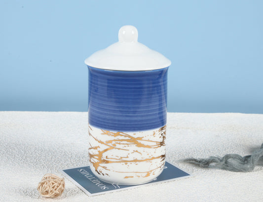Royal Ceramic Airtight Jar For Storage.(Material Ceramic).Marble Textured Super Airtight Jar For Storage. Exquisite Cookie Jar.
