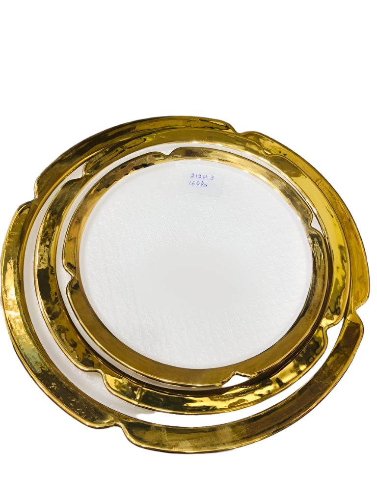 Luxury Gold-Rimmed Ceramic Serving Platter – Available in 3 Sizes