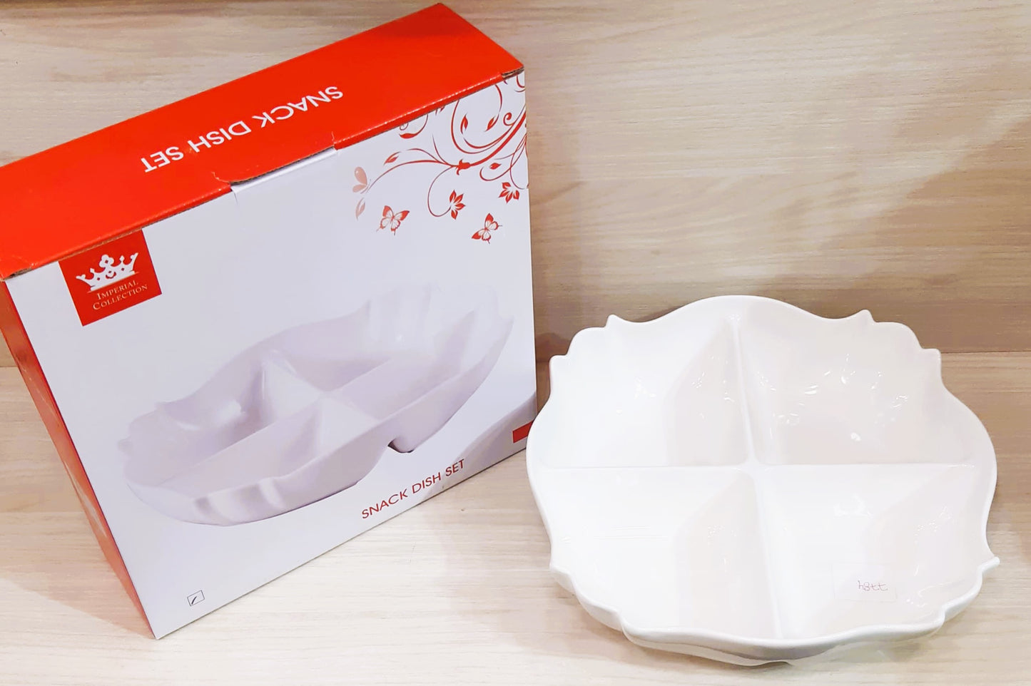 Royal Dine 4-Section Ceramic Snack Dish Set – Elegant Divided Serving Bowl for Snacks, Dry Fruits & More